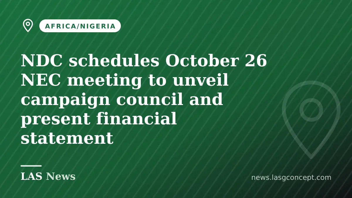 NDC schedules October 26 NEC meeting to unveil campaign council and present financial statement