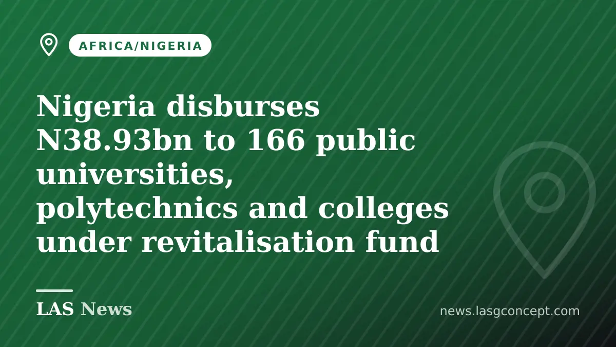 Nigeria disburses N38.93bn to 166 public universities, polytechnics and colleges under revitalisation fund