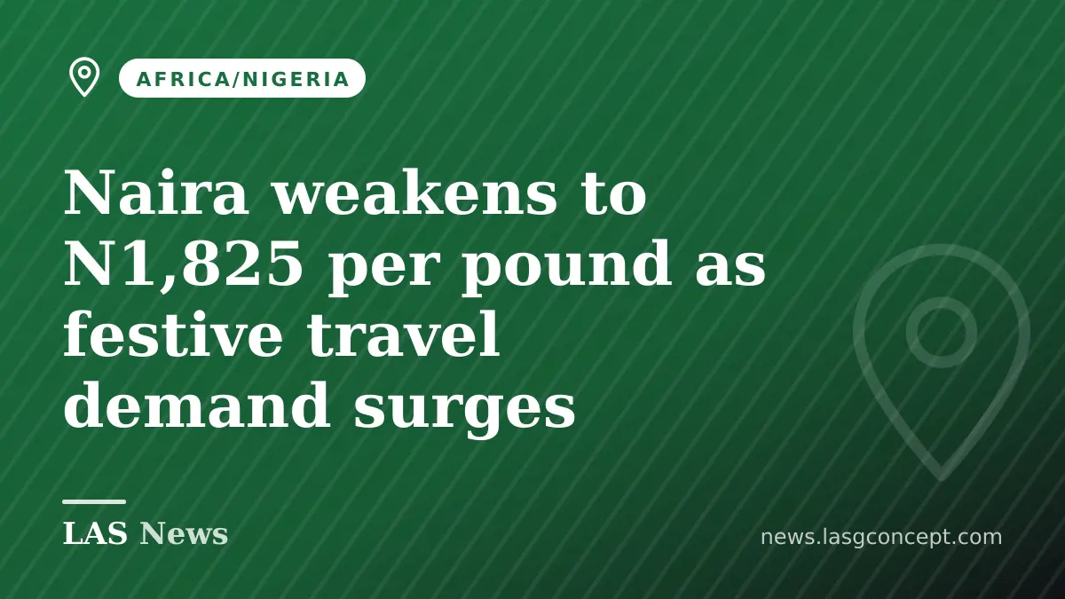 Naira weakens to N1,825 per pound as festive travel demand surges